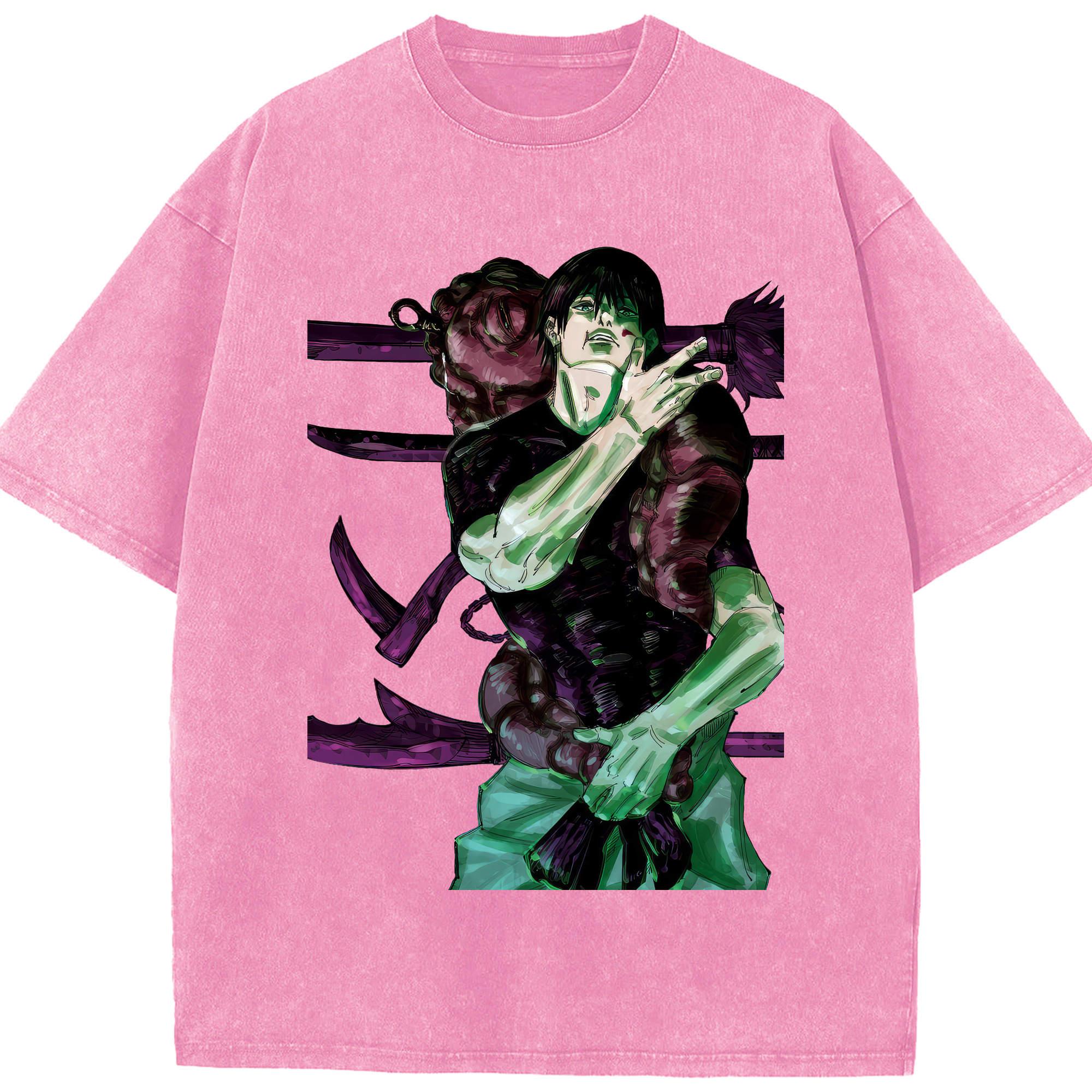 （画像用） 呪術廻戦 Jujutsu Kaisen 綿100% ヴィンテージ風 半袖Tシャツ（フロントプリント）
